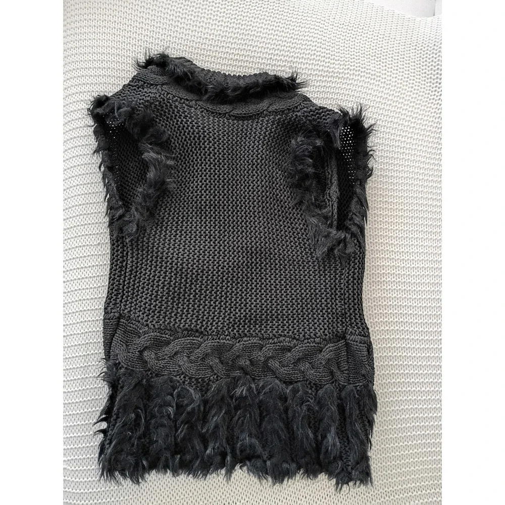 Lilly Pulitzer Boho Faux Fur Trim Cable Knit Vest Cotton Blend Fits‎ S $168